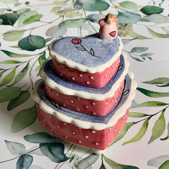 3/$45 ⭐️ RUSS Stacking Heart Boxes Porcelain Pink Trinket Holder (NEW) - Picture 1 of 9